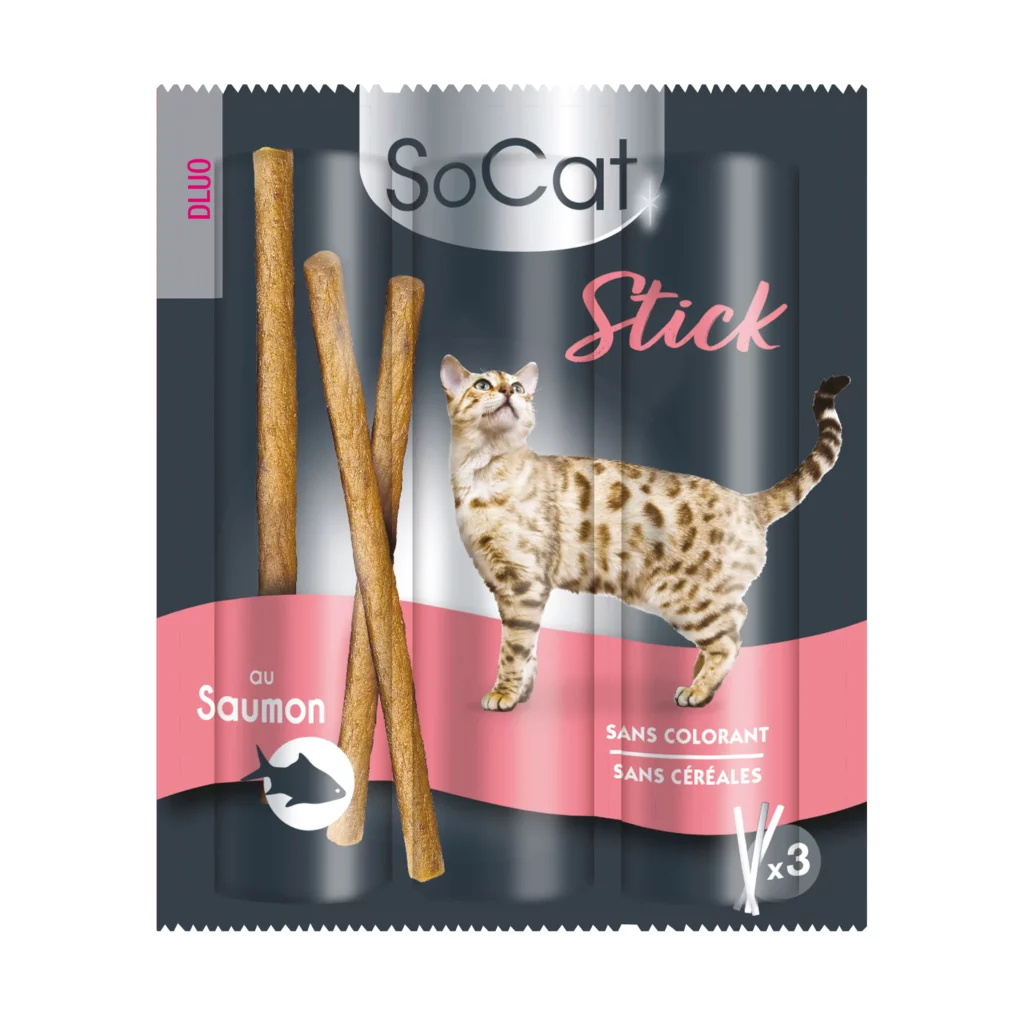 Stick friandise grain free au saumon pour chat SoCat Stick