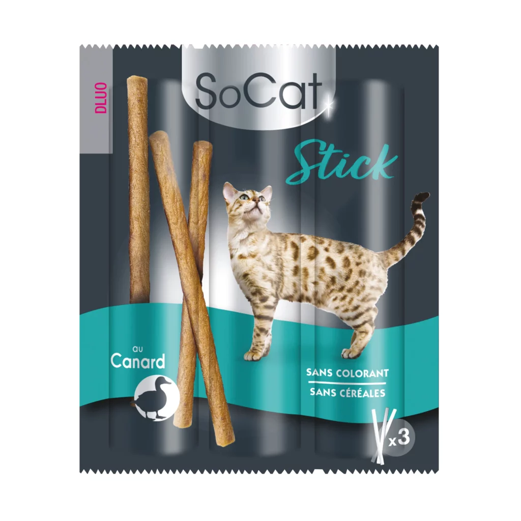 Stick friandise grain free au canard pour chat SoCat Stick