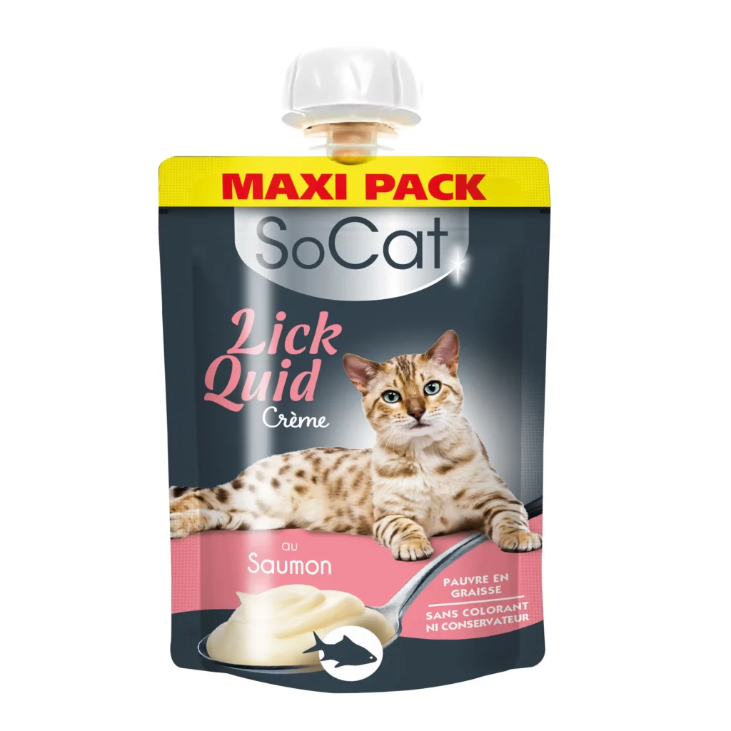Gourde Maxi Pack 90g de friandise liquide au saumon pour chat SoCat Lick Quid