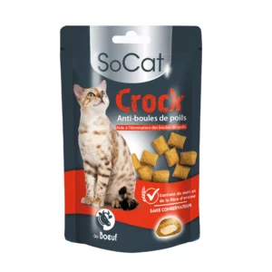 Friandises anti-boules de poils SoCat Crock pour chat, fourrage bœuf